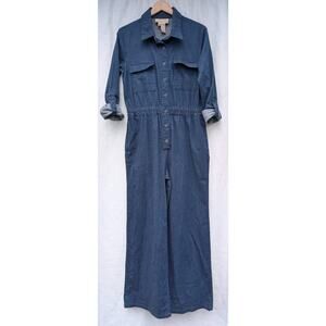 Antthony Originals Women's Denim Coveralls Jumpsuit Sz 12 Wide Leg High Utility